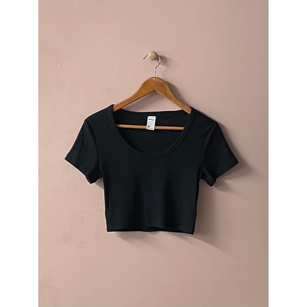 Anko Black Ribbed Crop Top Size 10 GUC
